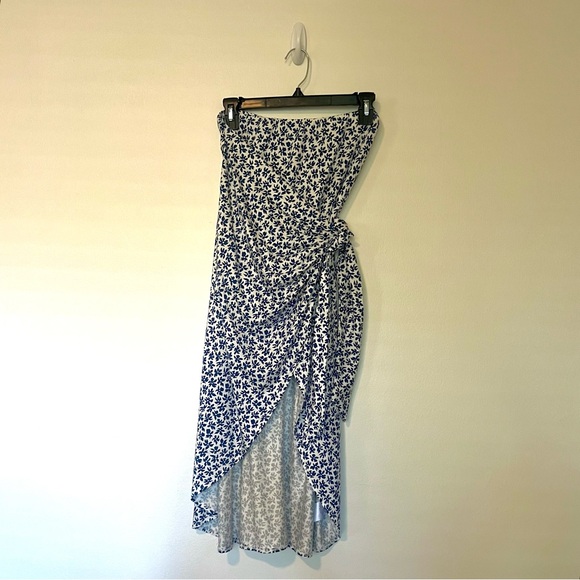 Reformation Rika Crop Top & Wrap Skirt Two-Piece Set in Bombay Blue/White SZ XL - Picture 7 of 9